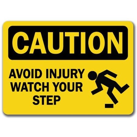 SIGNMISSION Caution Sign-Avoid Injury Watch Your Step w/ Graphic-10x14 OSHA Sign, 10" L, 14" H, CS-Watch Step CS-Watch Step